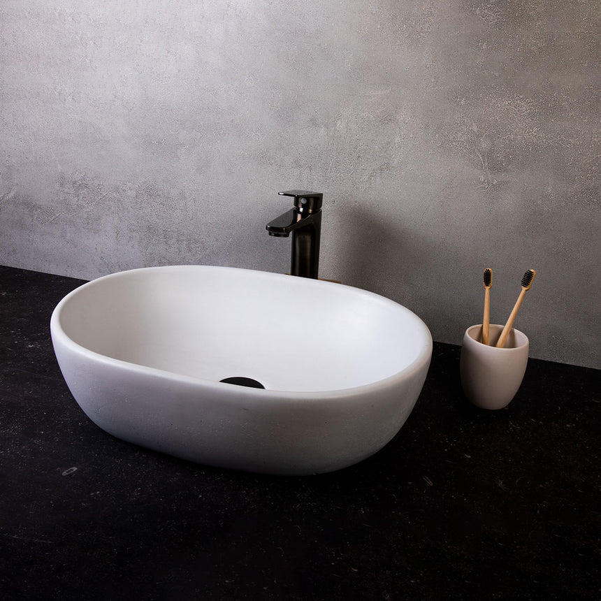 Consculpt Alta Oval Concrete Basin White