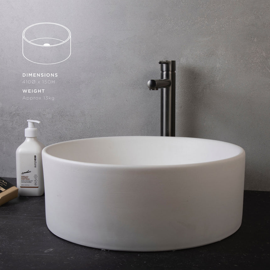 Consculpt concrete Moke Basin with dimensions 